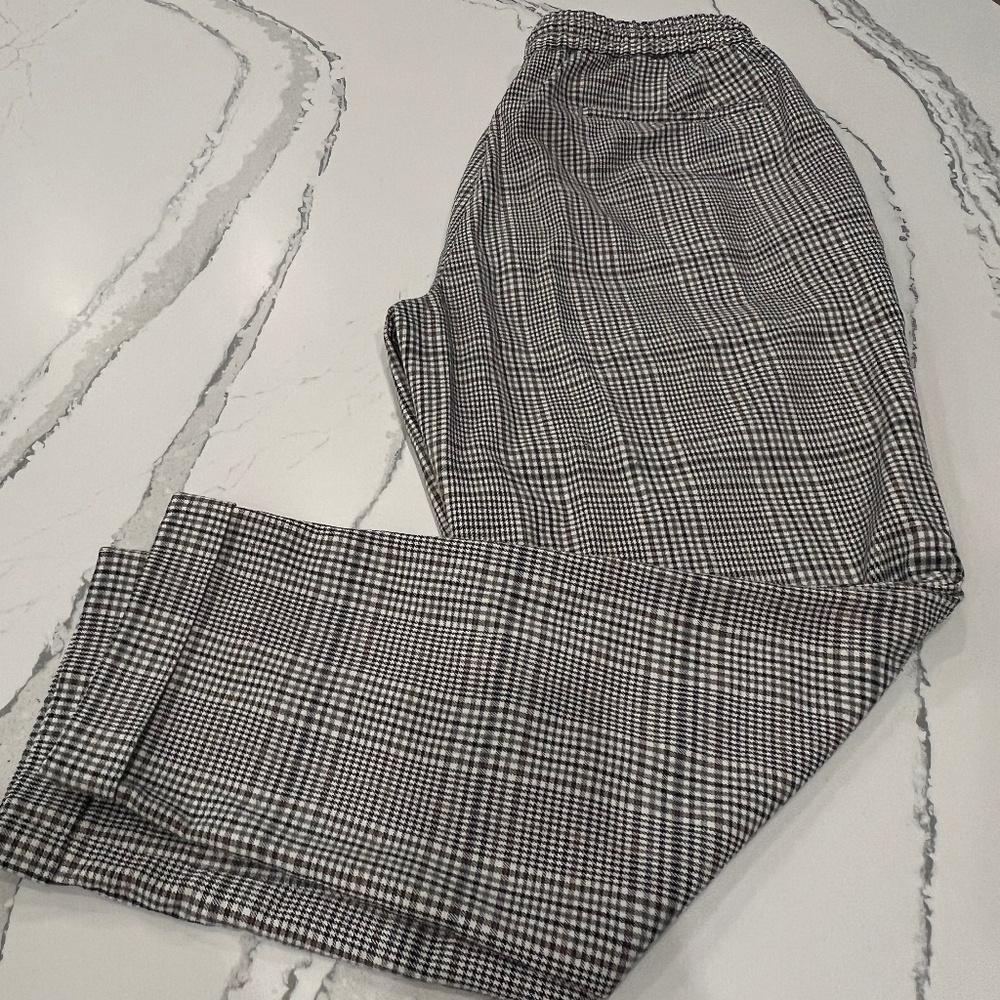 Men’s Open Edit Black, Brown and White Plaid Trousers